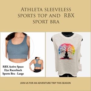Athleta White Sleeveless Top Tree of Life Meditation and RBX Sport bra Large